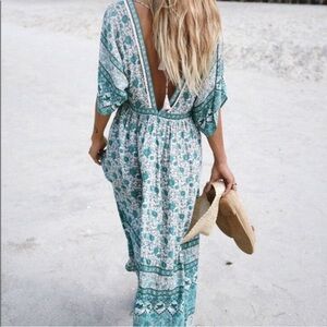 Spell & gypsy kombi dress sage green bird boho euc*